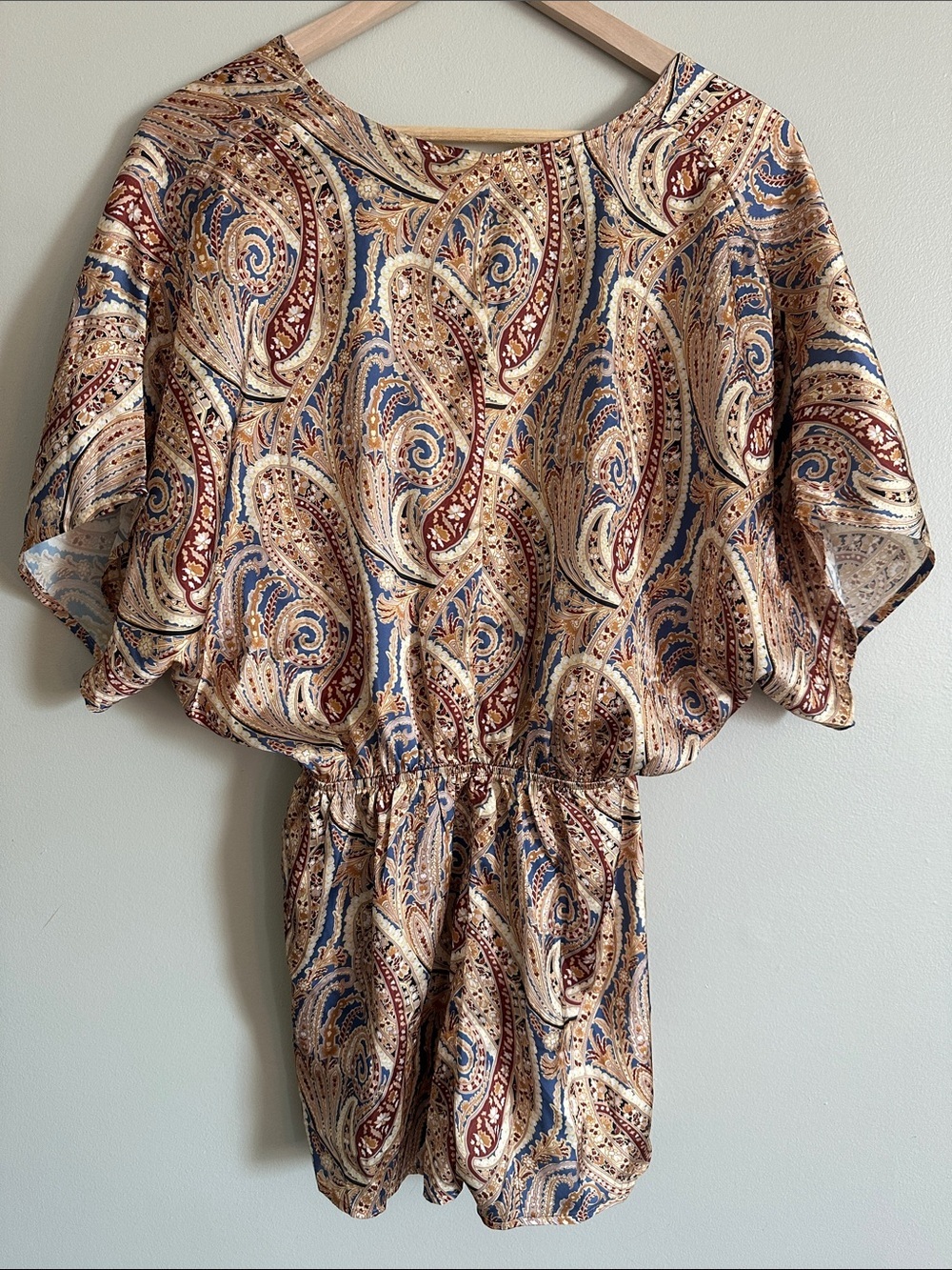 Blue Paisley Kimono Sleeve Romper - Picture 10 of 10